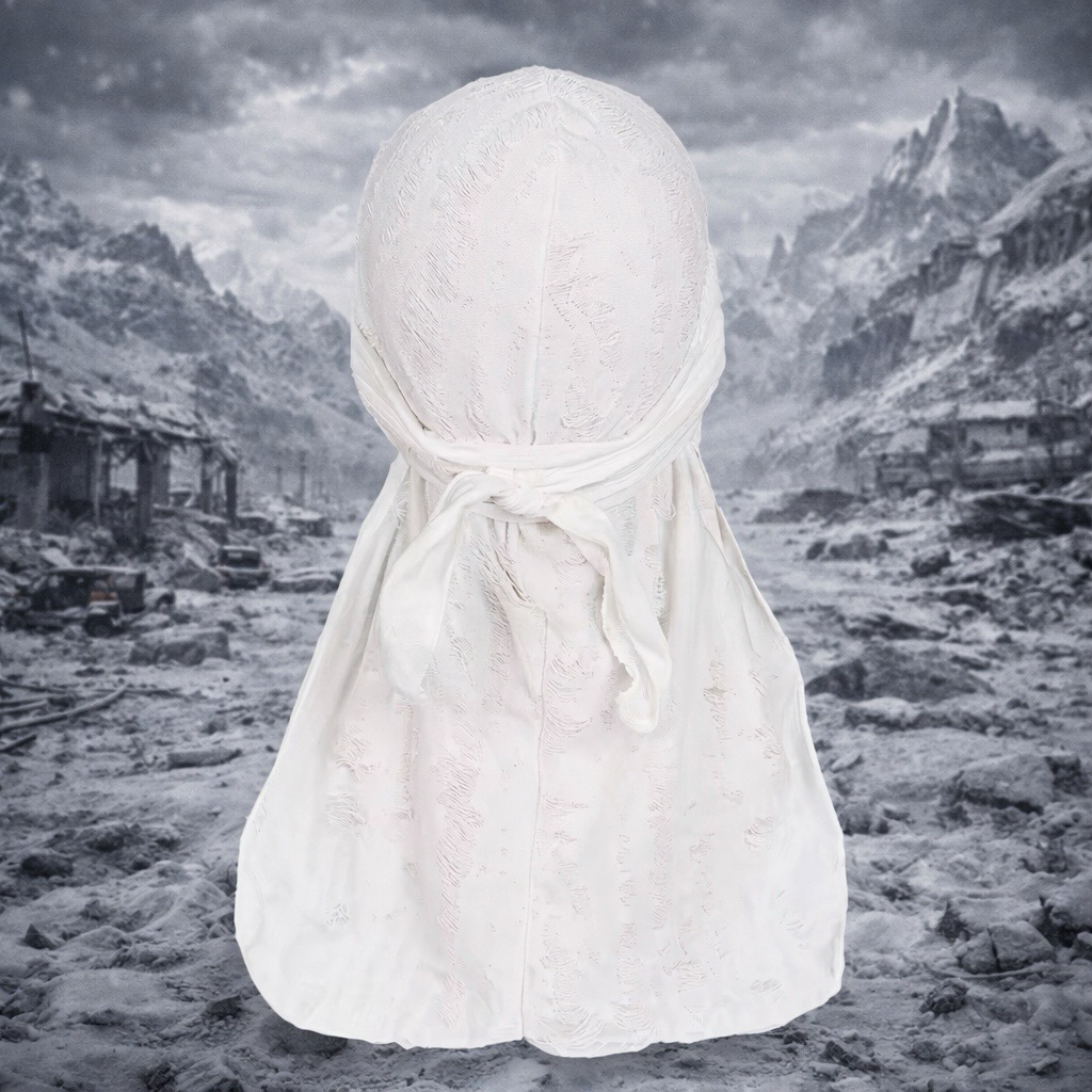 Arctic White Tattered Durag
