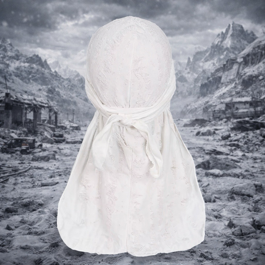 Arctic White Tattered Durag