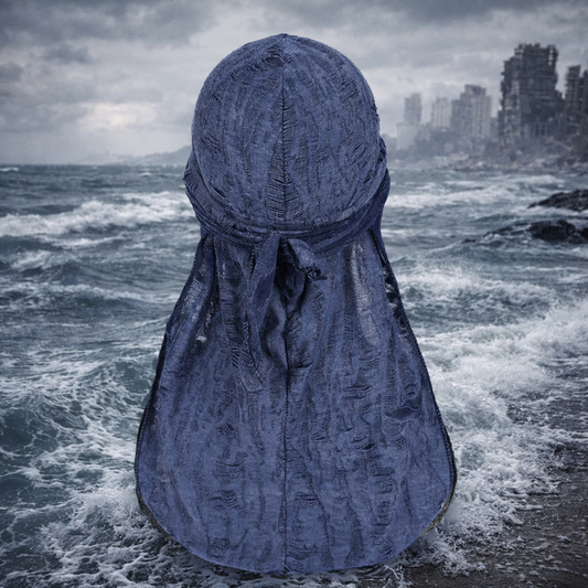Deep Ocean Blue Tattered Durag